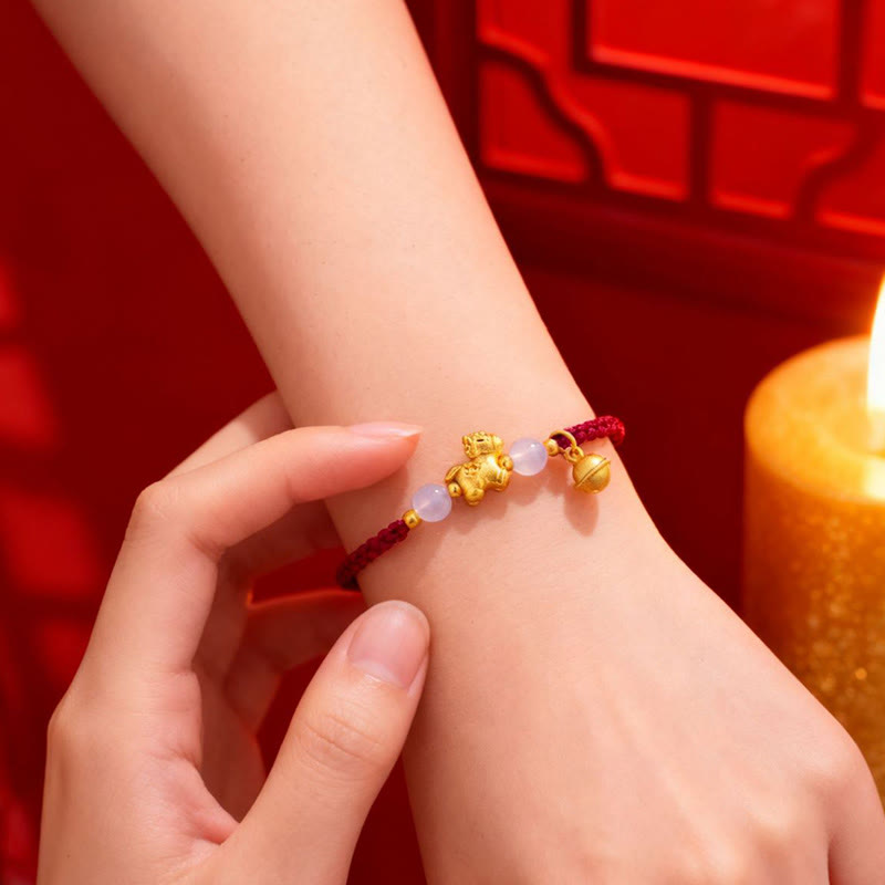 Nimara Ritual Year Of The Horse Red String White Agate Connection Braided Bracelet