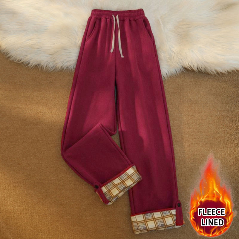 Nimara Ritual Women's Patchwork Cotton Corduroy Fleece-Lined Wide Leg Pants With Pockets