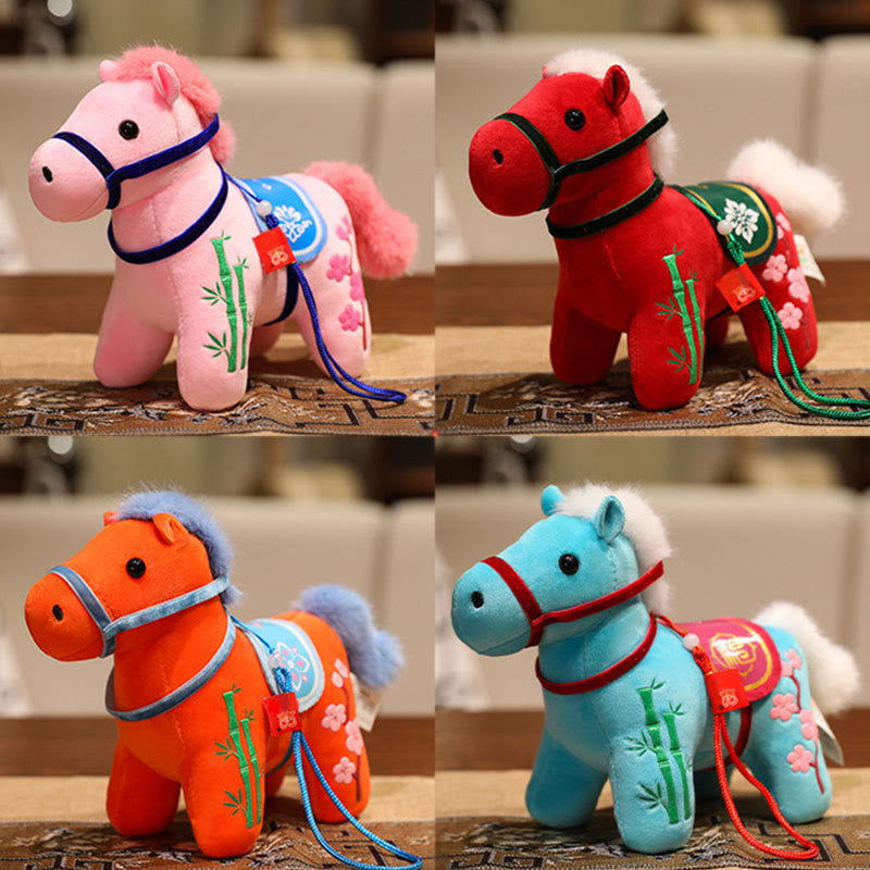 Nimara Ritual Year of the Horse Bamboo Dragon Lotus Phoenix Plush Doll Home Decoration
