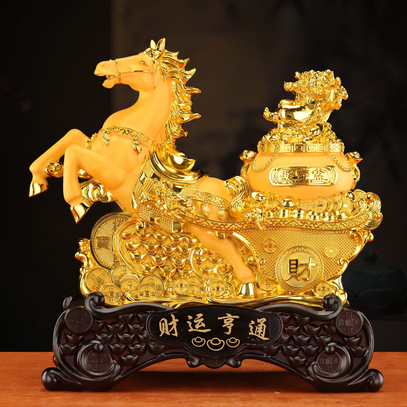 Nimara Ritual "Good Fortune" Year of the Horse Treasure Bowl Ingots Wealth Resin Home Decoration