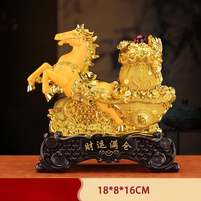 Nimara Ritual "Good Fortune" Year of the Horse Treasure Bowl Ingots Wealth Resin Home Decoration
