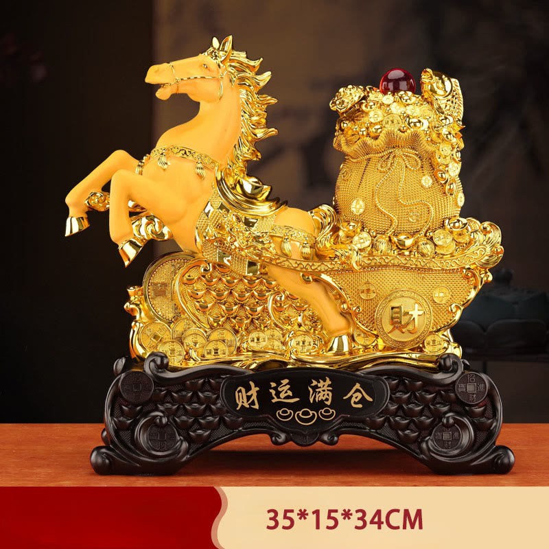 Nimara Ritual "Good Fortune" Year of the Horse Treasure Bowl Ingots Wealth Resin Home Decoration