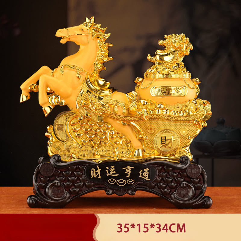 Nimara Ritual "Good Fortune" Year of the Horse Treasure Bowl Ingots Wealth Resin Home Decoration