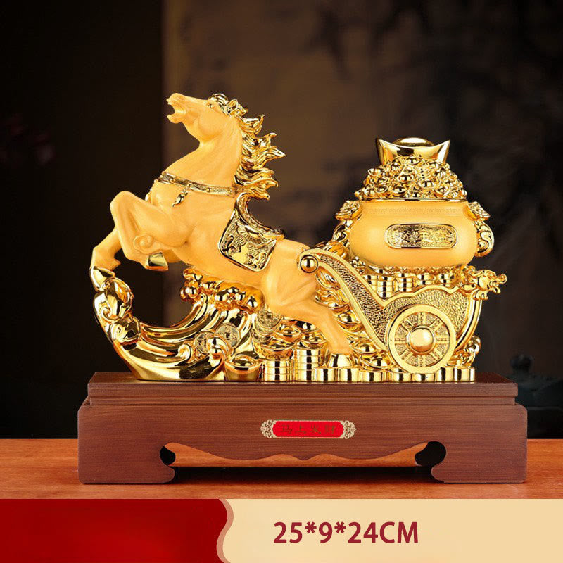 Nimara Ritual "Good Fortune" Year of the Horse Treasure Bowl Ingots Wealth Resin Home Decoration