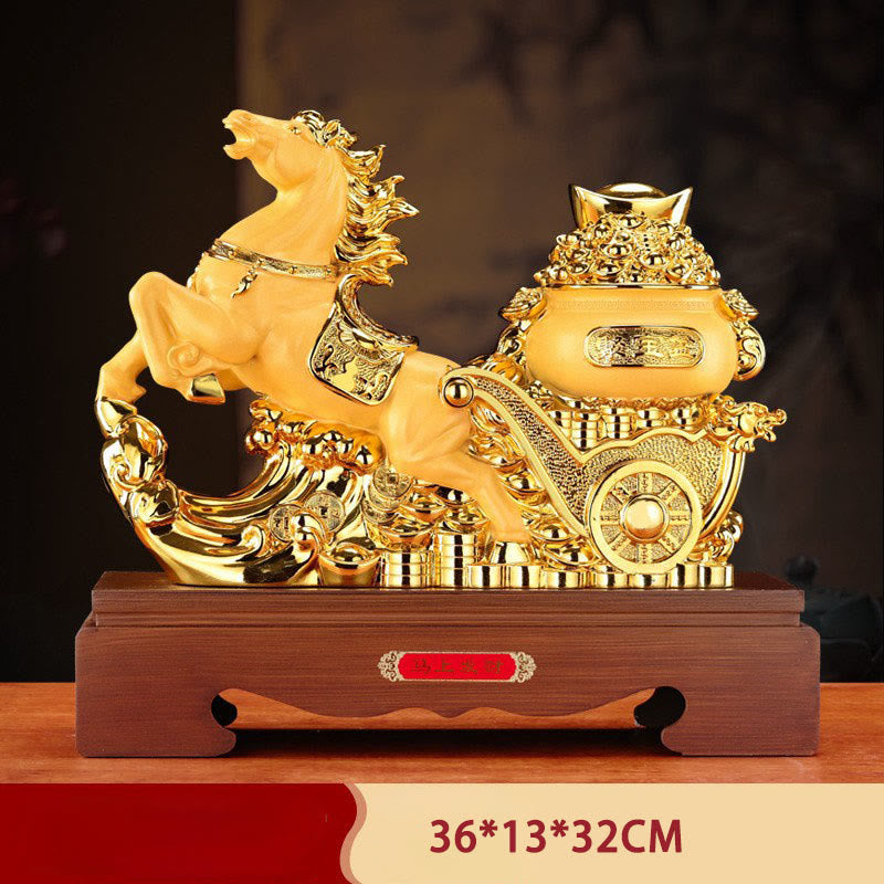 Nimara Ritual "Good Fortune" Year of the Horse Treasure Bowl Ingots Wealth Resin Home Decoration