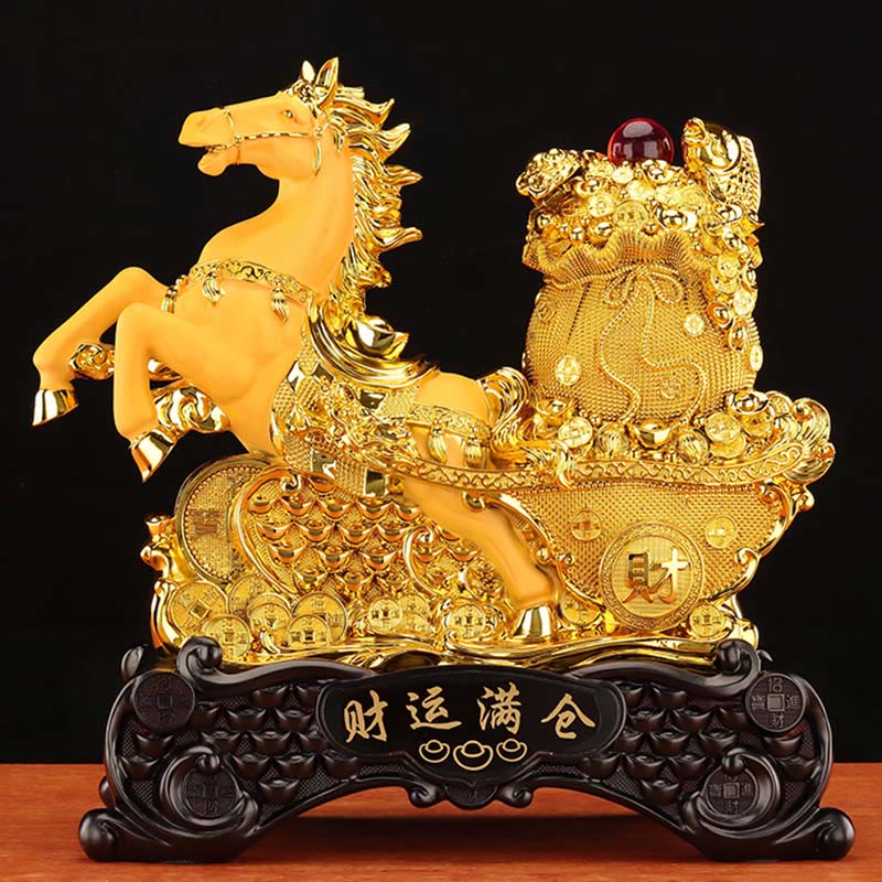 Nimara Ritual "Good Fortune" Year of the Horse Treasure Bowl Ingots Wealth Resin Home Decoration