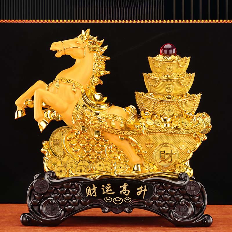 Nimara Ritual "Good Fortune" Year of the Horse Treasure Bowl Ingots Wealth Resin Home Decoration