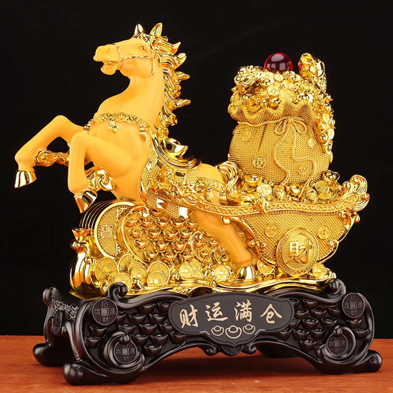 Nimara Ritual "Good Fortune" Year of the Horse Treasure Bowl Ingots Wealth Resin Home Decoration