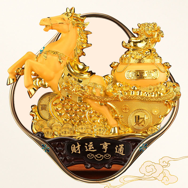 Nimara Ritual "Good Fortune" Year of the Horse Treasure Bowl Ingots Wealth Resin Home Decoration
