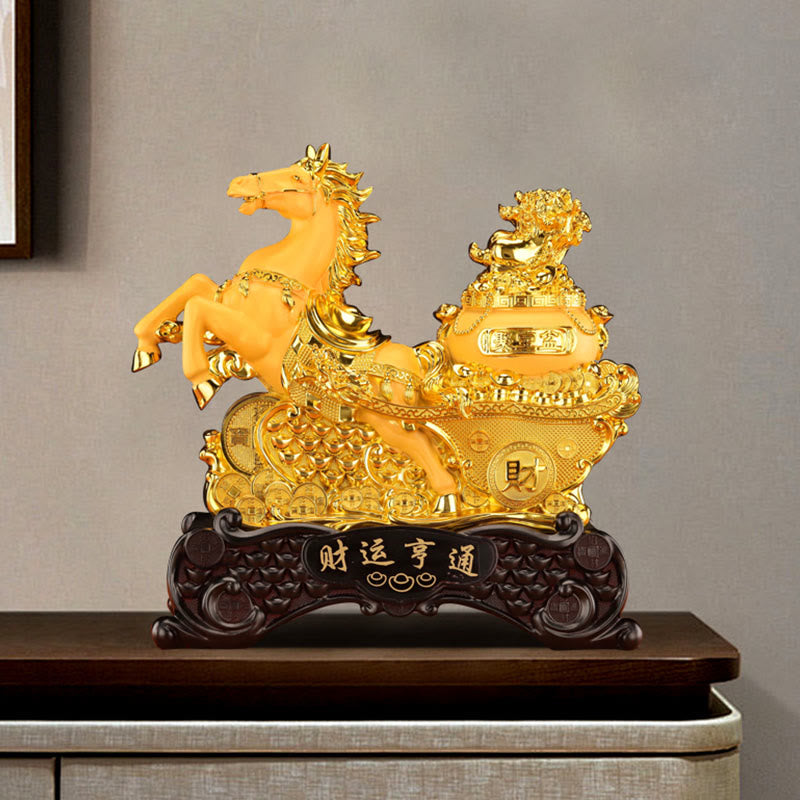 Nimara Ritual "Good Fortune" Year of the Horse Treasure Bowl Ingots Wealth Resin Home Decoration