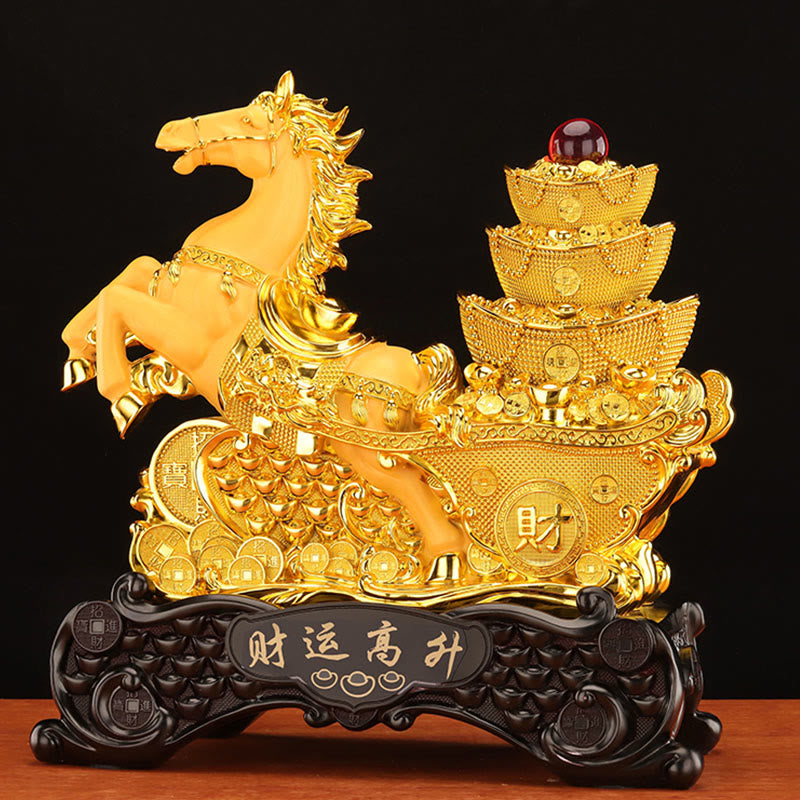 Nimara Ritual "Good Fortune" Year of the Horse Treasure Bowl Ingots Wealth Resin Home Decoration