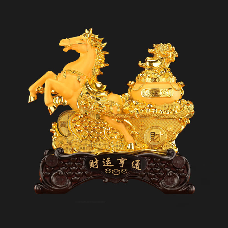 Nimara Ritual "Good Fortune" Year of the Horse Treasure Bowl Ingots Wealth Resin Home Decoration