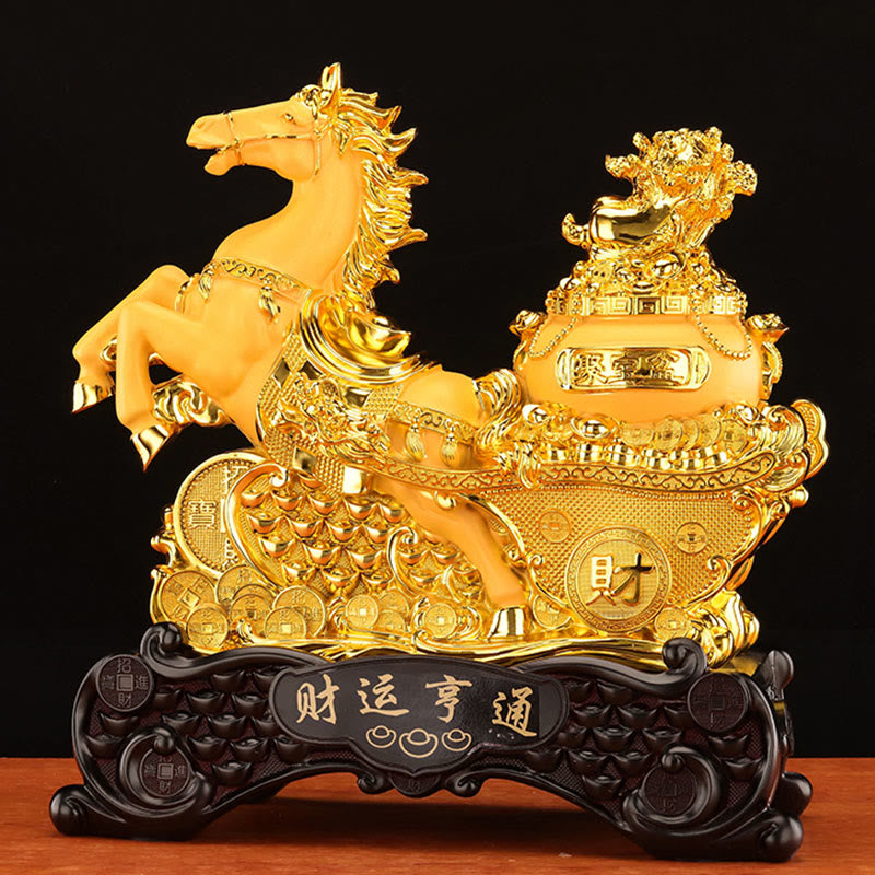Nimara Ritual "Good Fortune" Year of the Horse Treasure Bowl Ingots Wealth Resin Home Decoration
