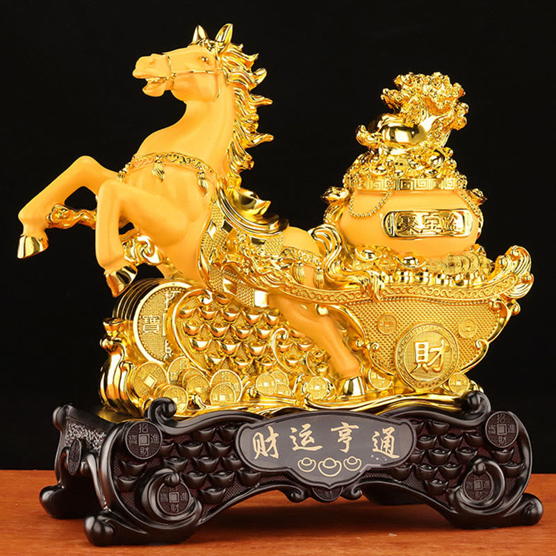 Nimara Ritual "Good Fortune" Year of the Horse Treasure Bowl Ingots Wealth Resin Home Decoration