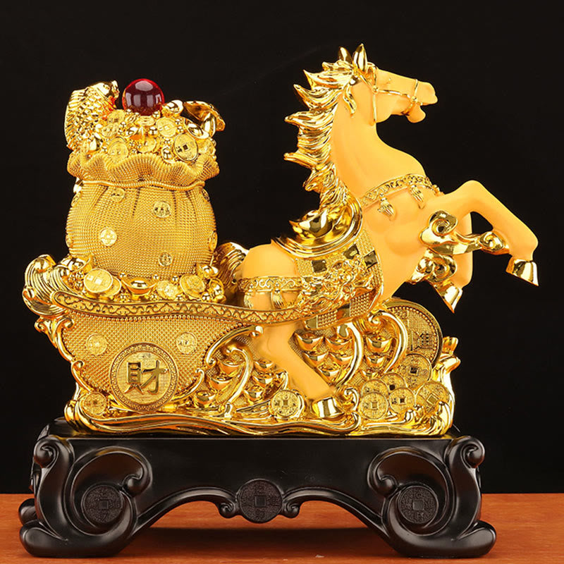 Nimara Ritual "Good Fortune" Year of the Horse Treasure Bowl Ingots Wealth Resin Home Decoration