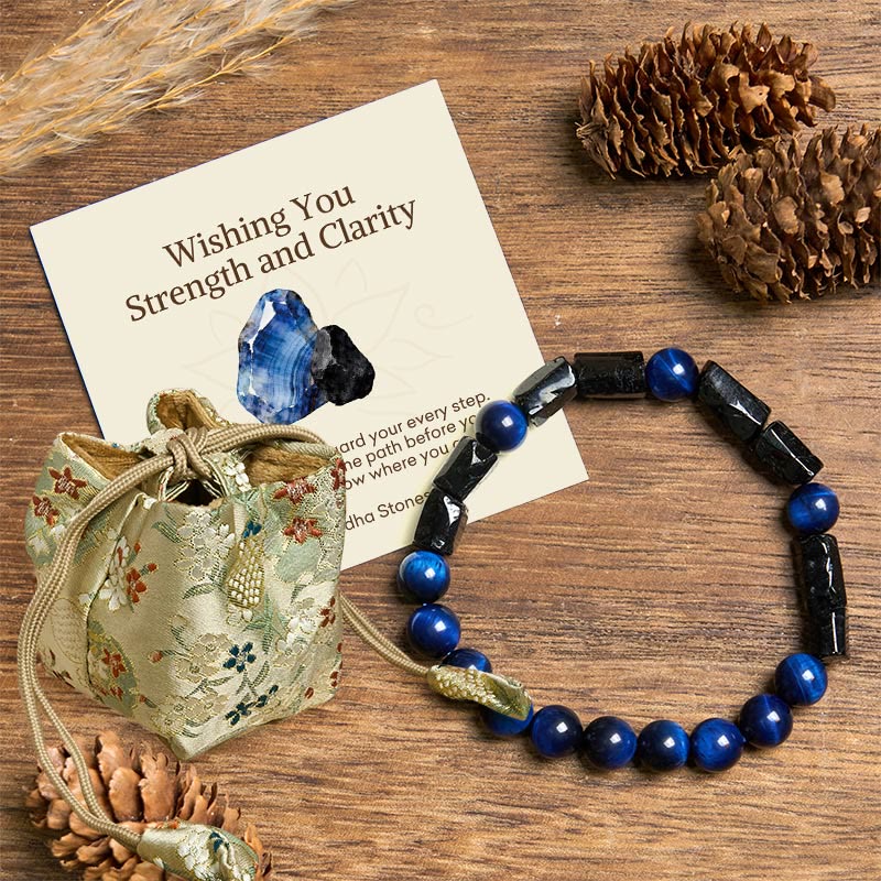 Nimara Ritual "Wishing You Strength and Clarity" Blue Tiger Eye Bracelet Includes Gift Message Card