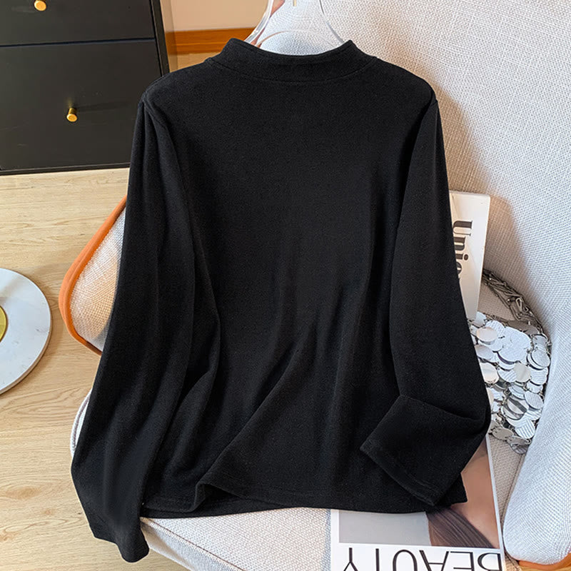 Nimara Ritual Spring Solid Color Stand Collar Frog-button Design Women's Cotton Long Sleeve Shirt