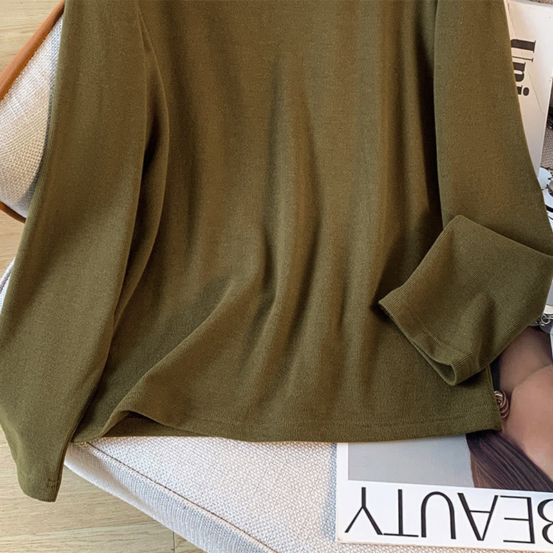 Nimara Ritual Spring Solid Color Stand Collar Frog-button Design Women's Cotton Long Sleeve Shirt