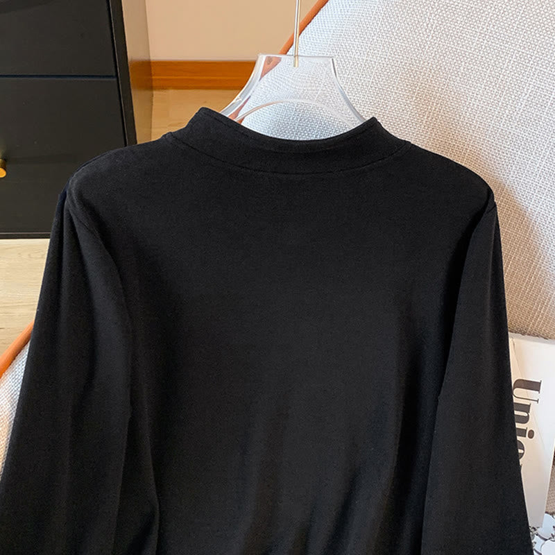 Nimara Ritual Spring Solid Color Stand Collar Frog-button Design Women's Cotton Long Sleeve Shirt