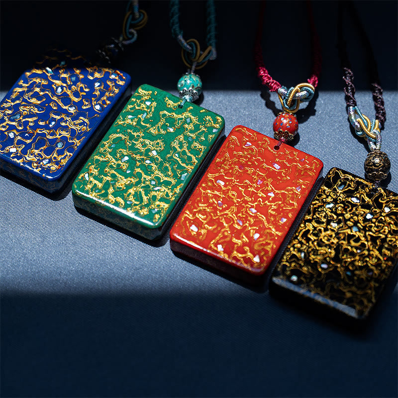 Nimara Ritual Handcrafted Lacquer Craft Sandalwood Protection Pendant Necklace
