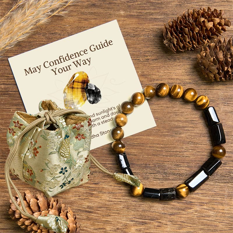 Nimara Ritual "May Confidence Guide Your Way" Black Tourmaline Bracelet Includes Gift Message Card