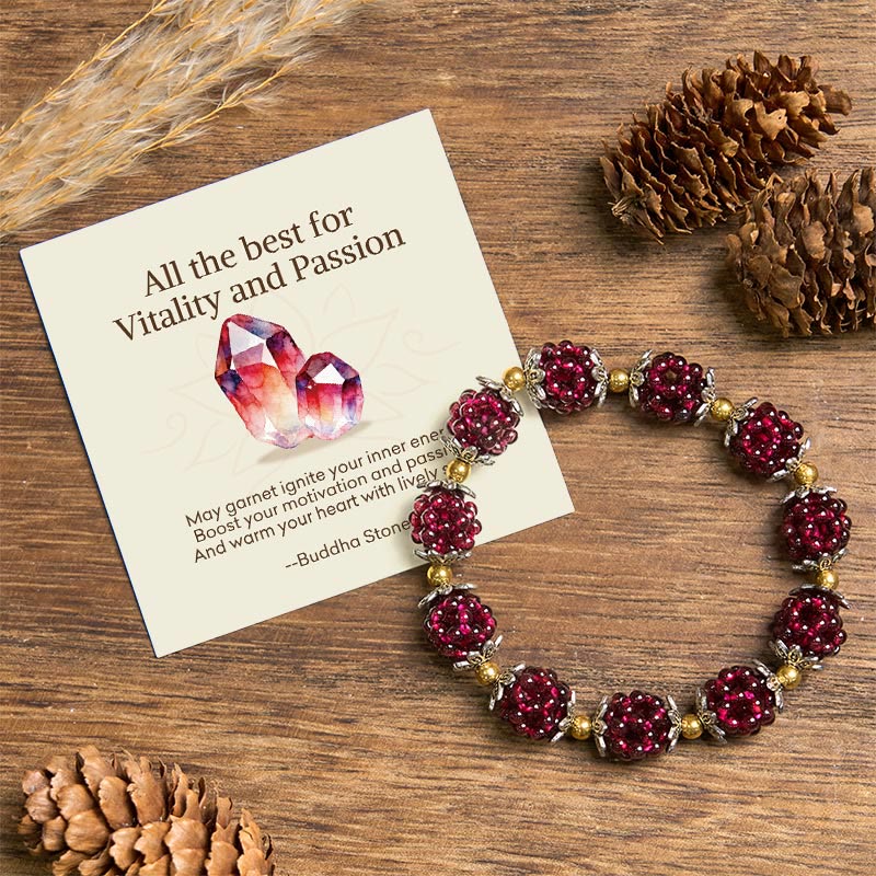 Nimara Ritual "All the best for Vitality and Passion" Garnet Bracelet Includes Gift Message Card
