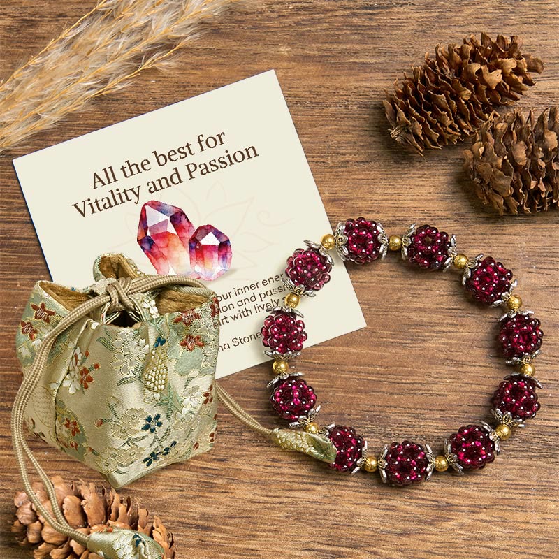 Nimara Ritual "All the best for Vitality and Passion" Garnet Bracelet Includes Gift Message Card