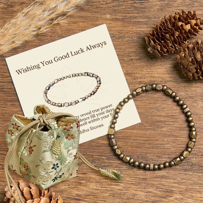 Nimara Ritual "Wishing You Balance and Strength" Brass Beads Bracelet Includes Gift Message Card