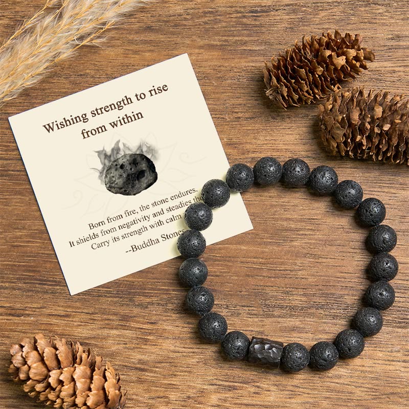 Nimara Ritual "Wishing Strength to Rise from Within" Lava Rock Bracelet Includes Gift Message Card