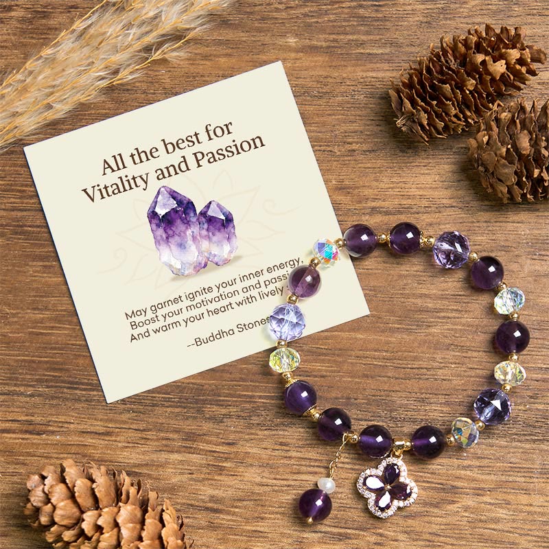 Nimara Ritual "All the best for Calm and Wisdom" Amethyst Flower Bracelet Includes Gift Message Card