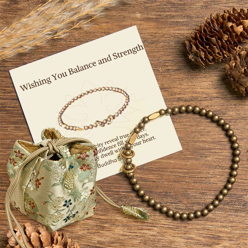 Nimara Ritual "Wishing You Balance and Strength" Brass Bracelet Includes Gift Message Card