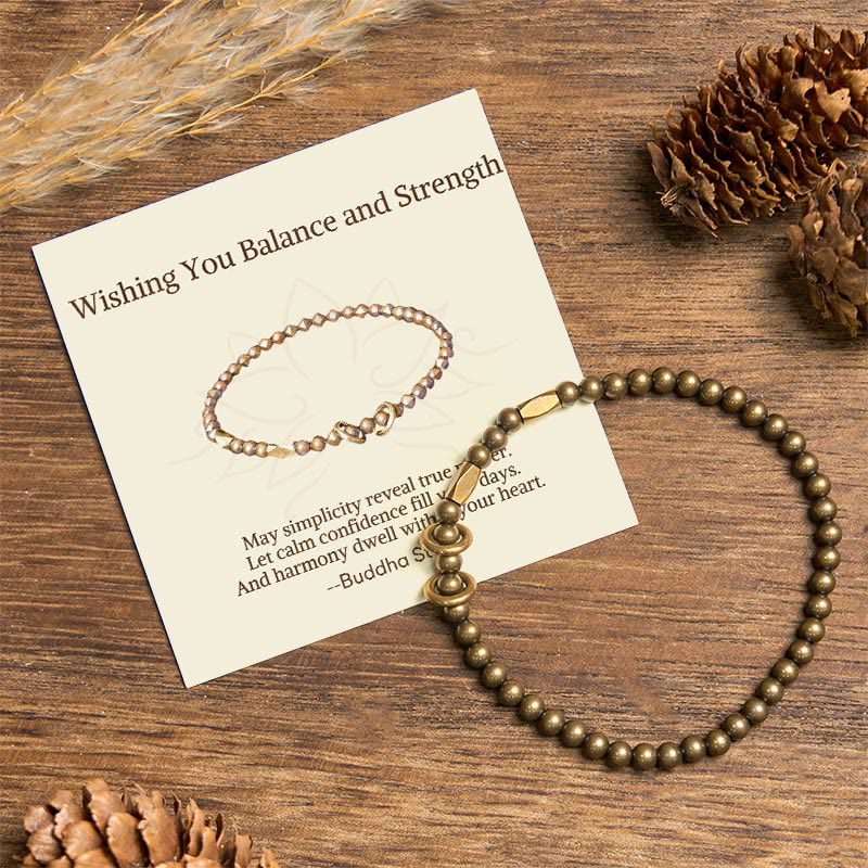 Nimara Ritual "Wishing You Balance and Strength" Brass Bracelet Includes Gift Message Card