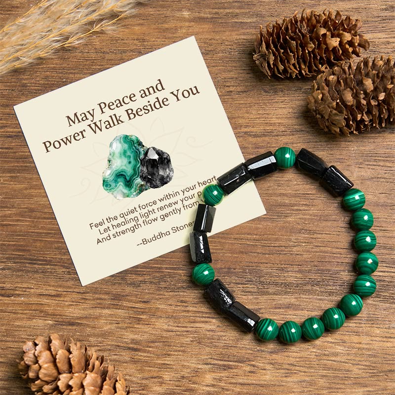 Nimara Ritual "May Peace and Power Walk Beside You" Malachite Bracelet Includes Gift Message Card