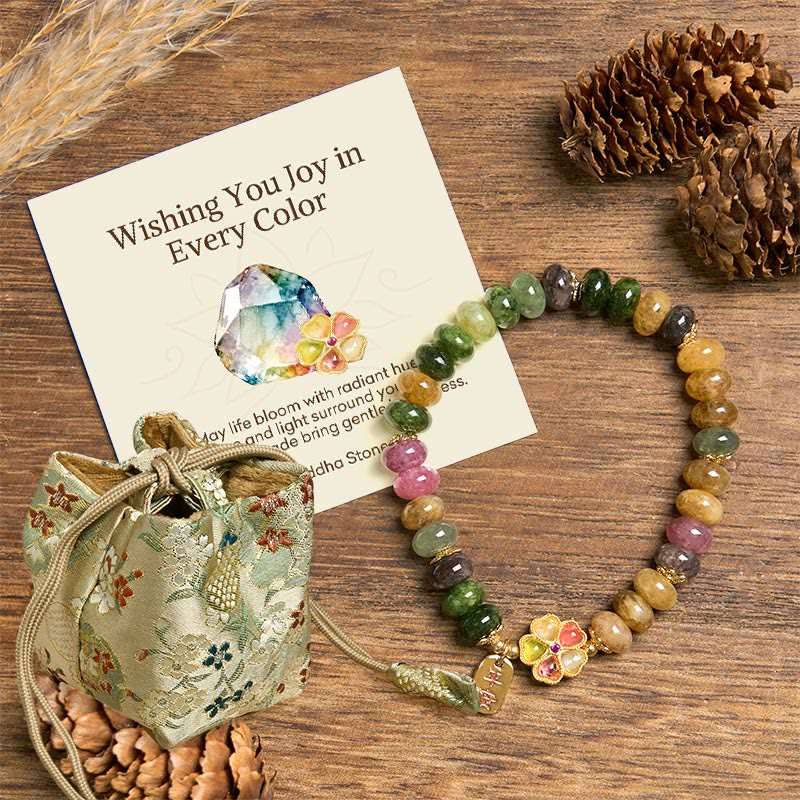 Nimara Ritual "Wishing You Joy in Every Color" Tourmaline Jade Bracelet Includes Gift Message Card