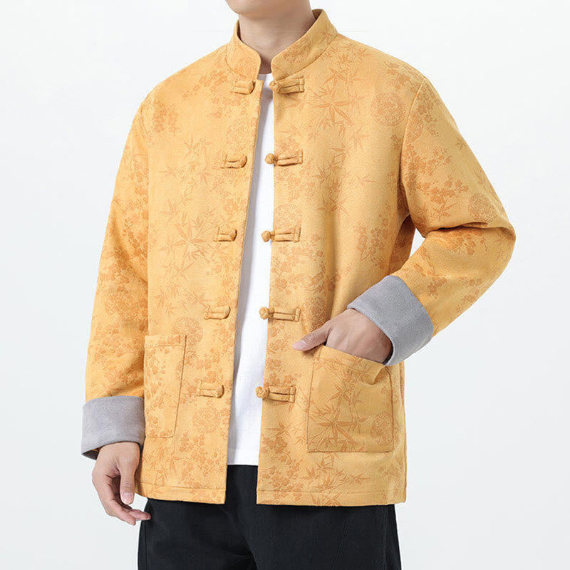 Nimara Ritual Fall Jacquard Bamboo Frog-button Long Sleeve Men's Cotton Jacket With Pockets