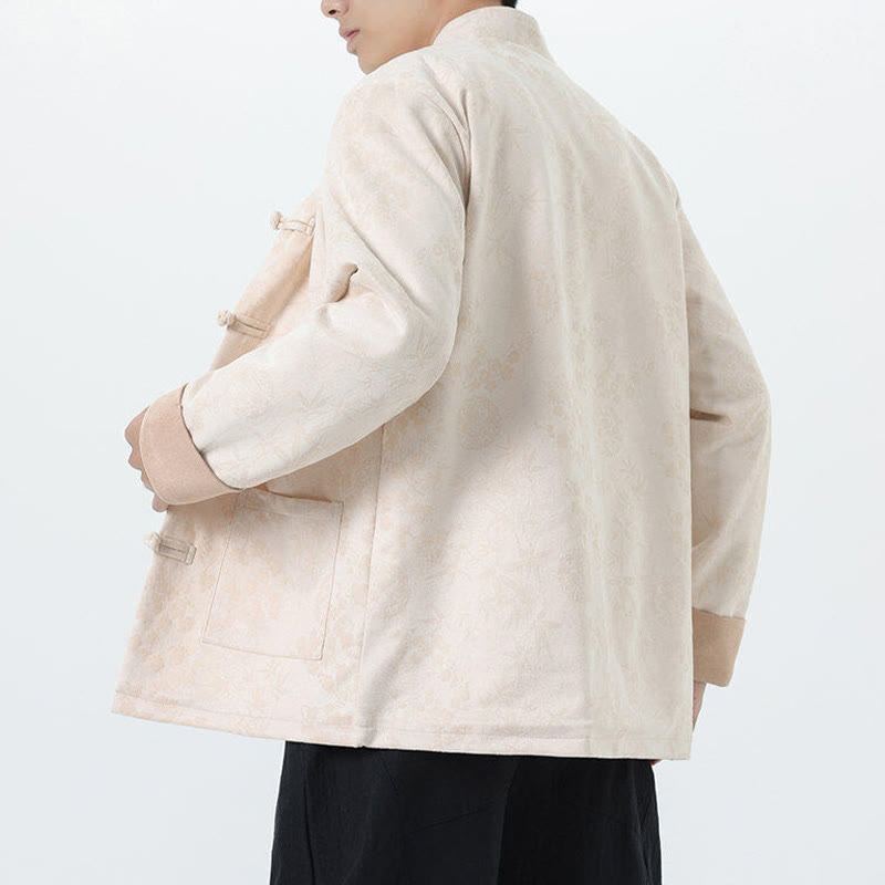 Nimara Ritual Fall Jacquard Bamboo Frog-button Long Sleeve Men's Cotton Jacket With Pockets