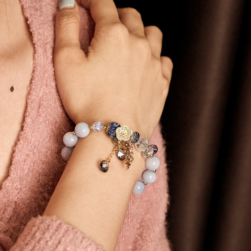 Nimara Ritual "Sending You Peace and Grace" Blue Crystal Flower Bracelet Includes Gift Message Card