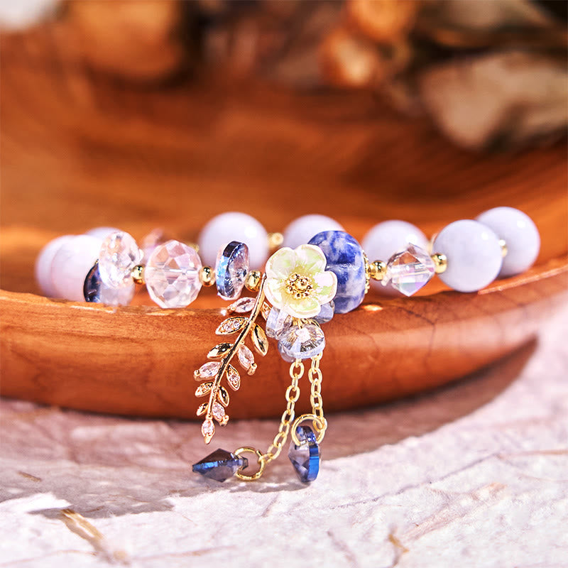 Nimara Ritual "Sending You Peace and Grace" Blue Crystal Flower Bracelet Includes Gift Message Card