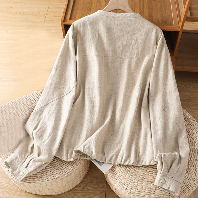 Nimara Ritual Women's Cotton Zipper Design Double Layer Long Sleeve Jacket With Pockets