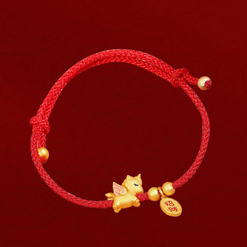 Nimara Ritual 925 Sterling Silver Year Of The Horse Lucky Fortune Red String Strength Bracelet