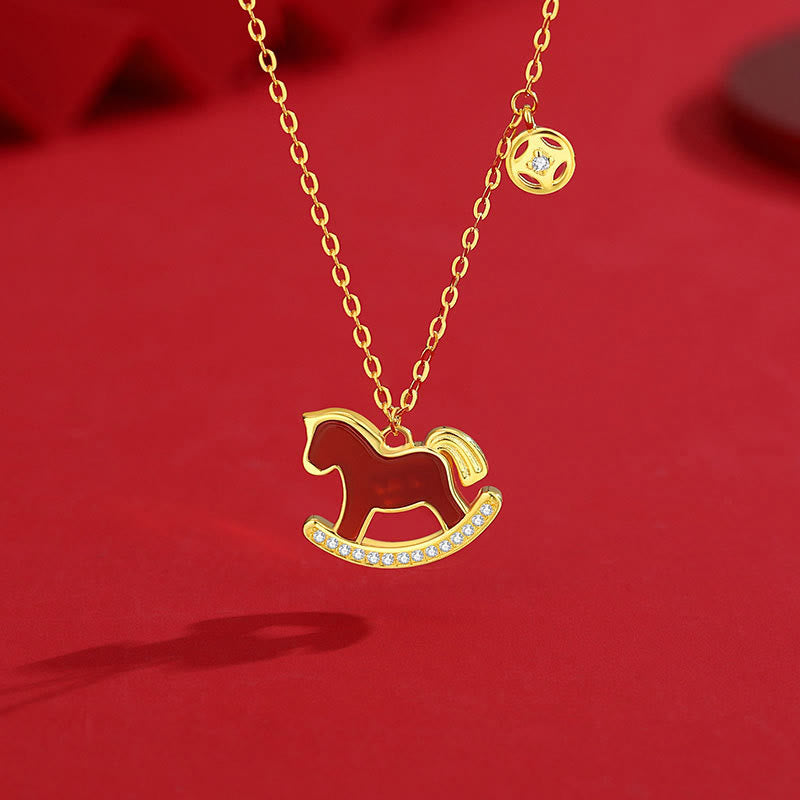 Nimara Ritual 925 Sterling Silver Year Of The Horse Design Red Agate Confidence Earrings