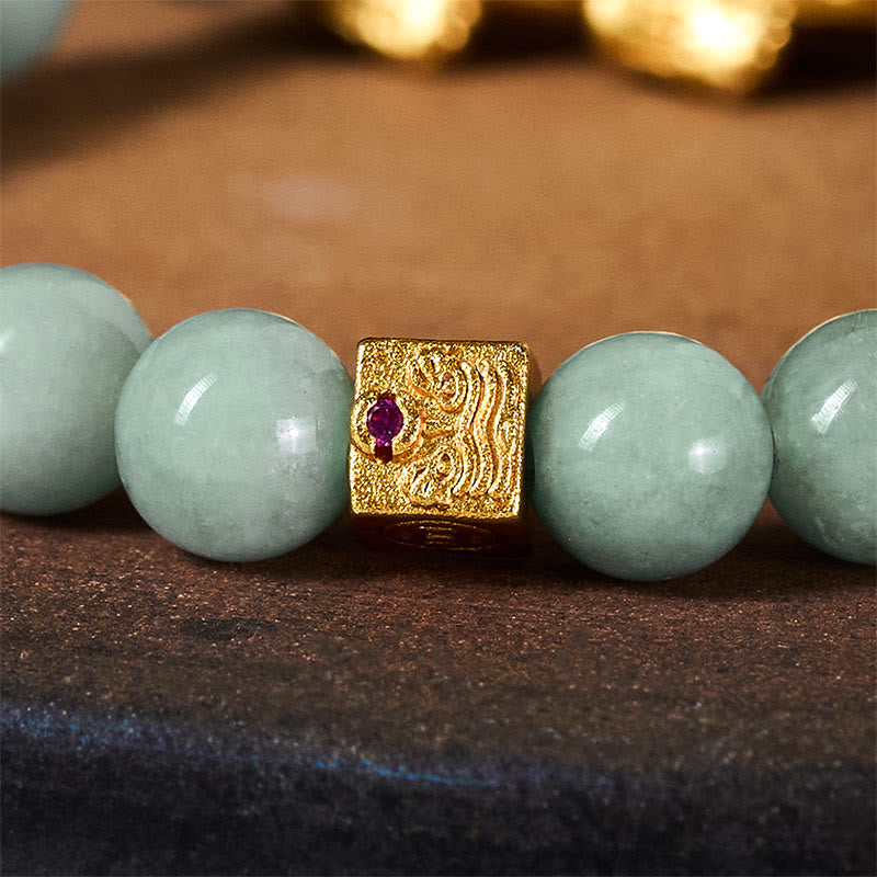 Nimara Ritual Golden Pi Xiu Charm Jade Luck Prosperity Beaded Bracelet