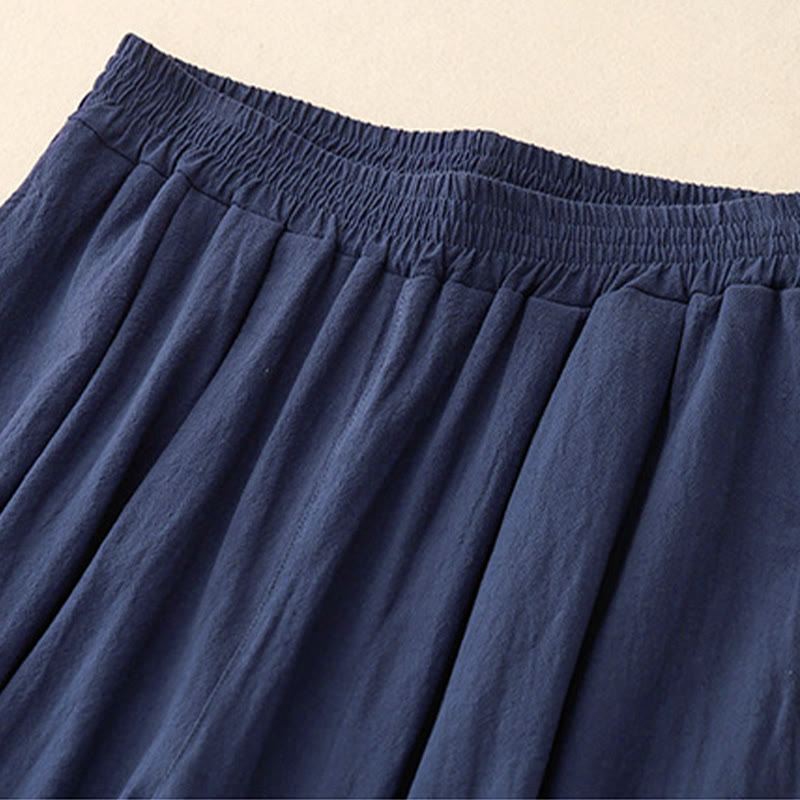 Nimara Ritual Commute Solid Color Women's Harem Elastic Waist Cotton 7-8 Length Pants With Pockets