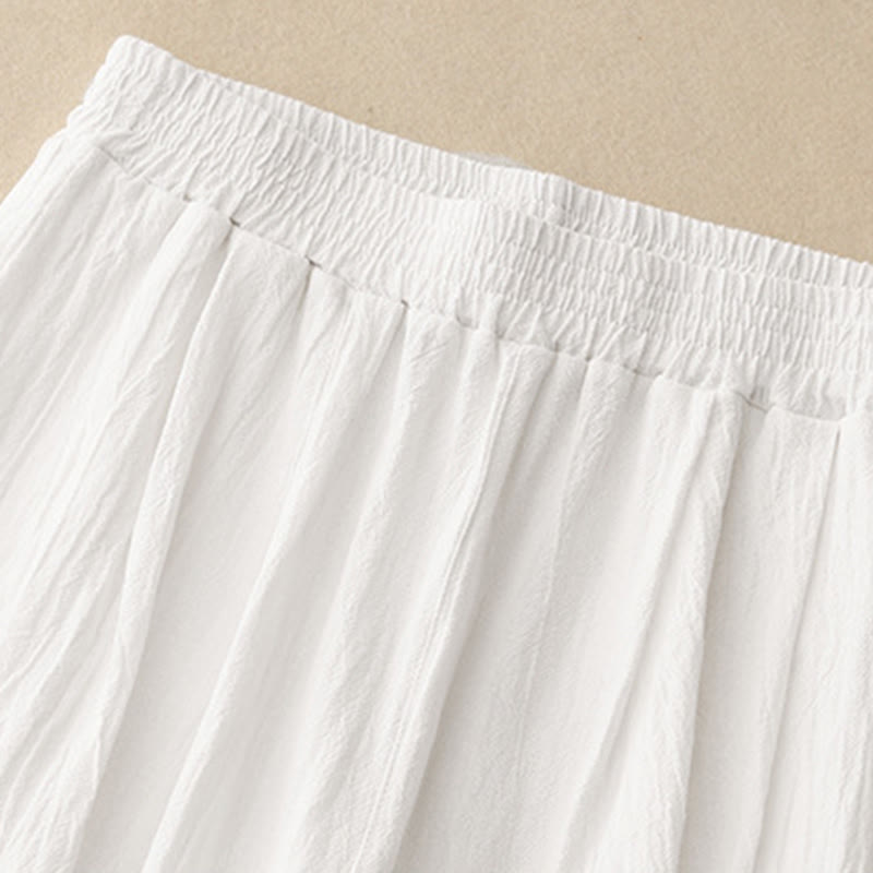 Nimara Ritual Commute Solid Color Women's Harem Elastic Waist Cotton 7-8 Length Pants With Pockets
