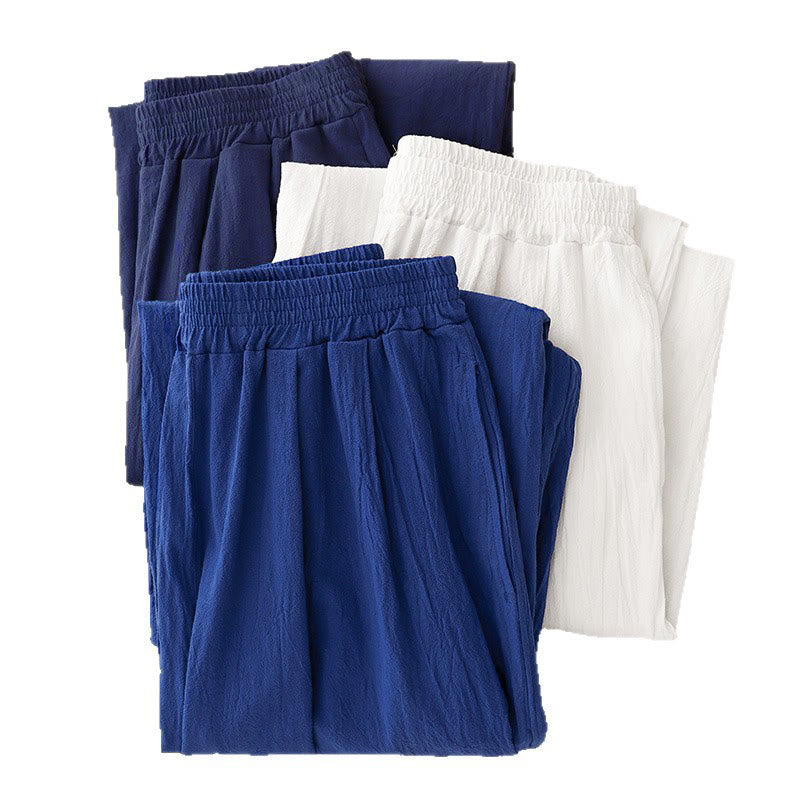 Nimara Ritual Commute Solid Color Women's Harem Elastic Waist Cotton 7-8 Length Pants With Pockets