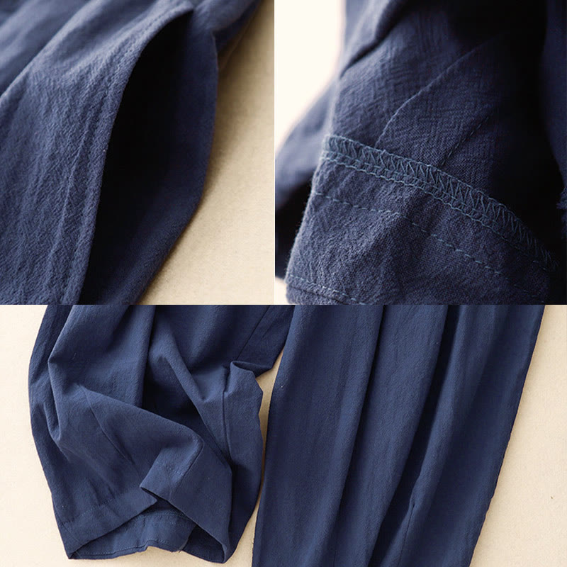 Nimara Ritual Commute Solid Color Women's Harem Elastic Waist Cotton 7-8 Length Pants With Pockets