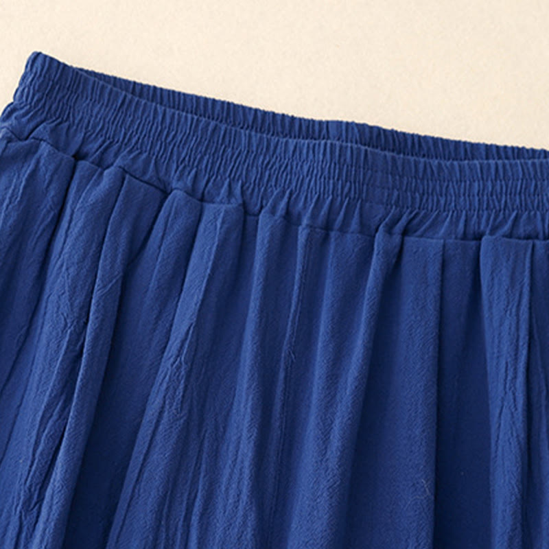 Nimara Ritual Commute Solid Color Women's Harem Elastic Waist Cotton 7-8 Length Pants With Pockets