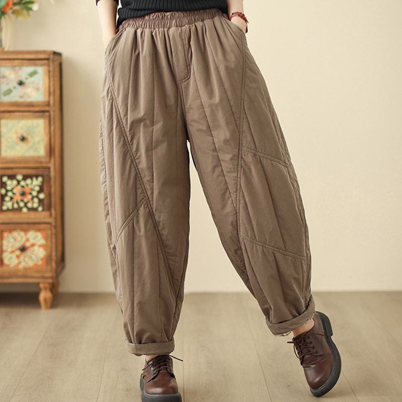 Nimara Ritual Winter Plain High Waist Women's Harem Thermal Elastic Waist Pants With Pockets
