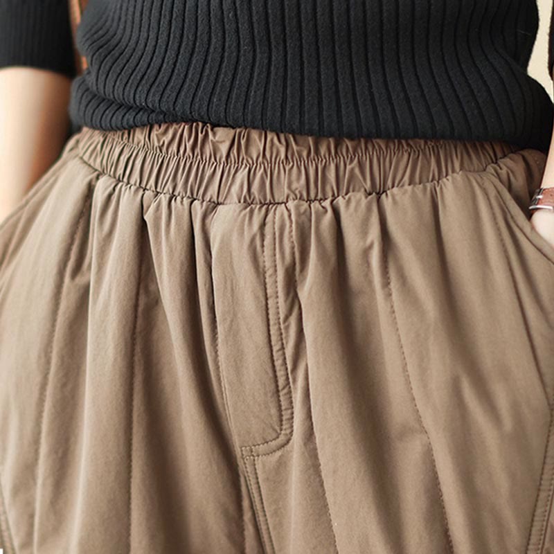 Nimara Ritual Winter Plain High Waist Women's Harem Thermal Elastic Waist Pants With Pockets
