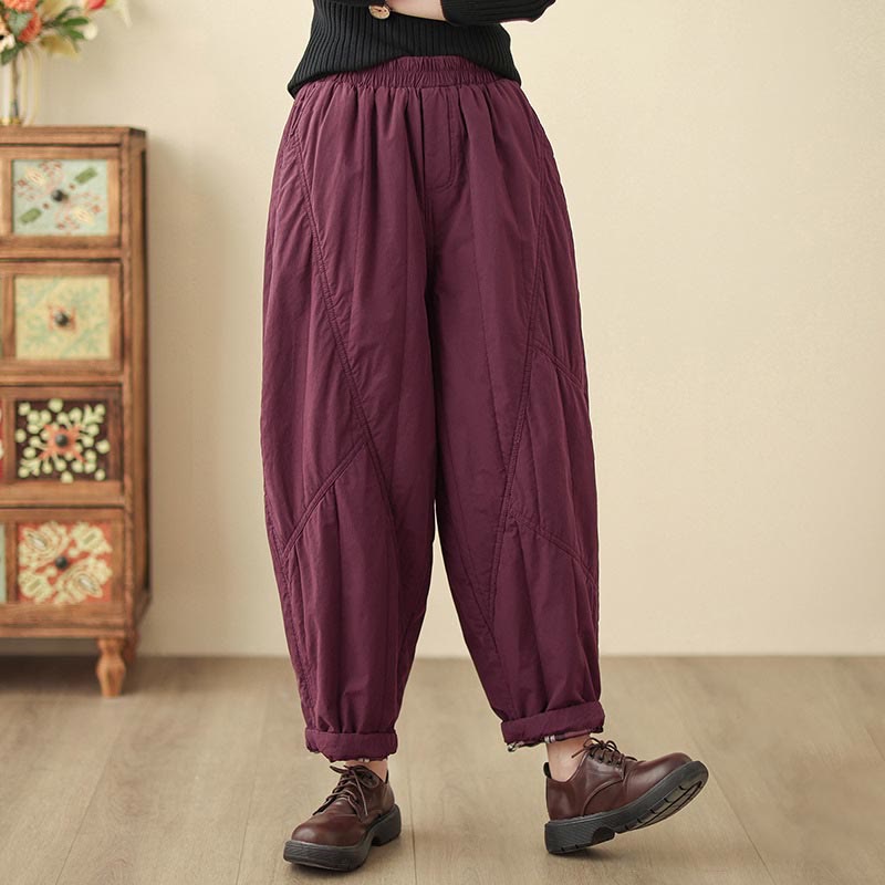 Nimara Ritual Winter Plain High Waist Women's Harem Thermal Elastic Waist Pants With Pockets